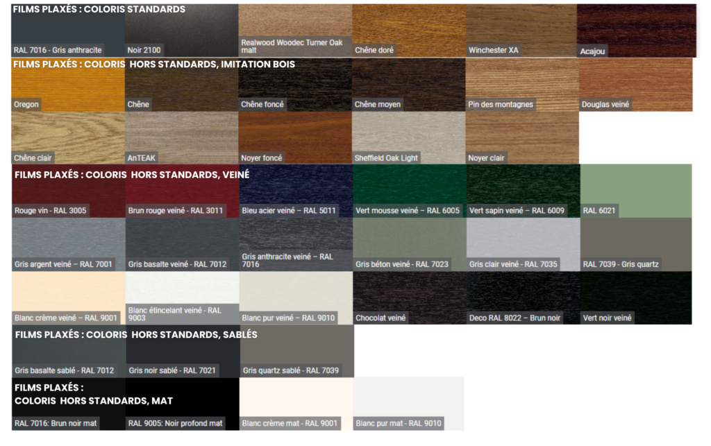 Option couleur menuiseries PVC